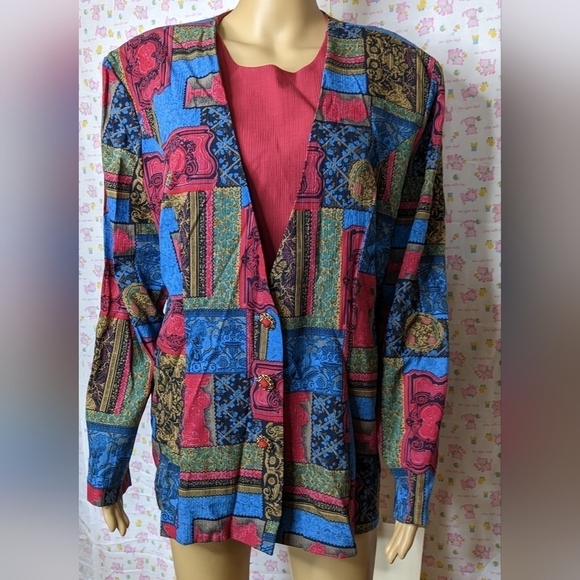 New Terry Allen long sleeve printed blazer jacket with removable insert, TF - Picture 1 of 7